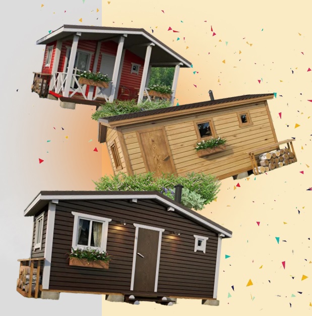 Распродажа готовых мобильных бань из бруса и каркаса