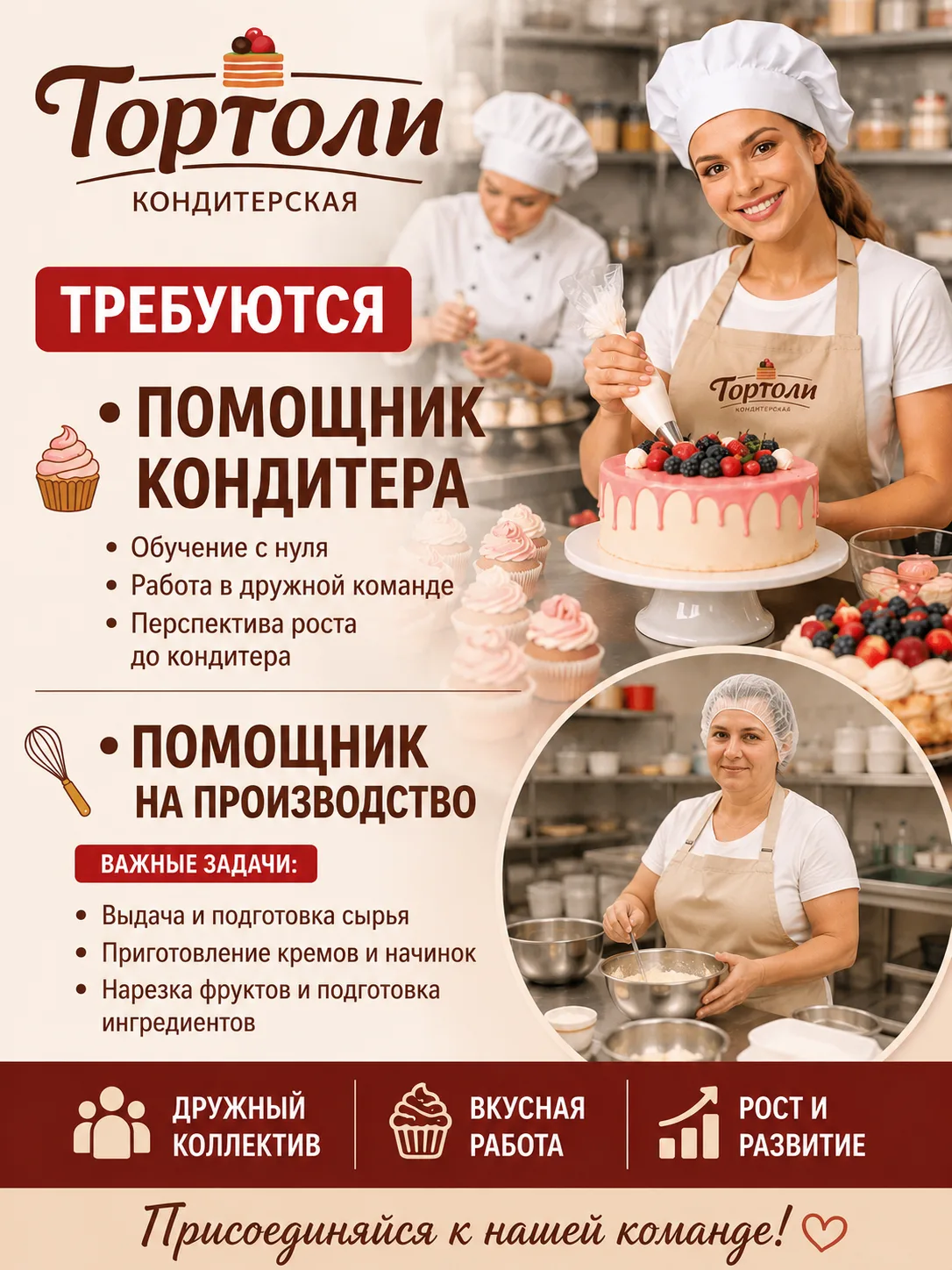 Кликните для увеличения изображения Кондитерская «ТОРТОЛИ» приглашает в команду